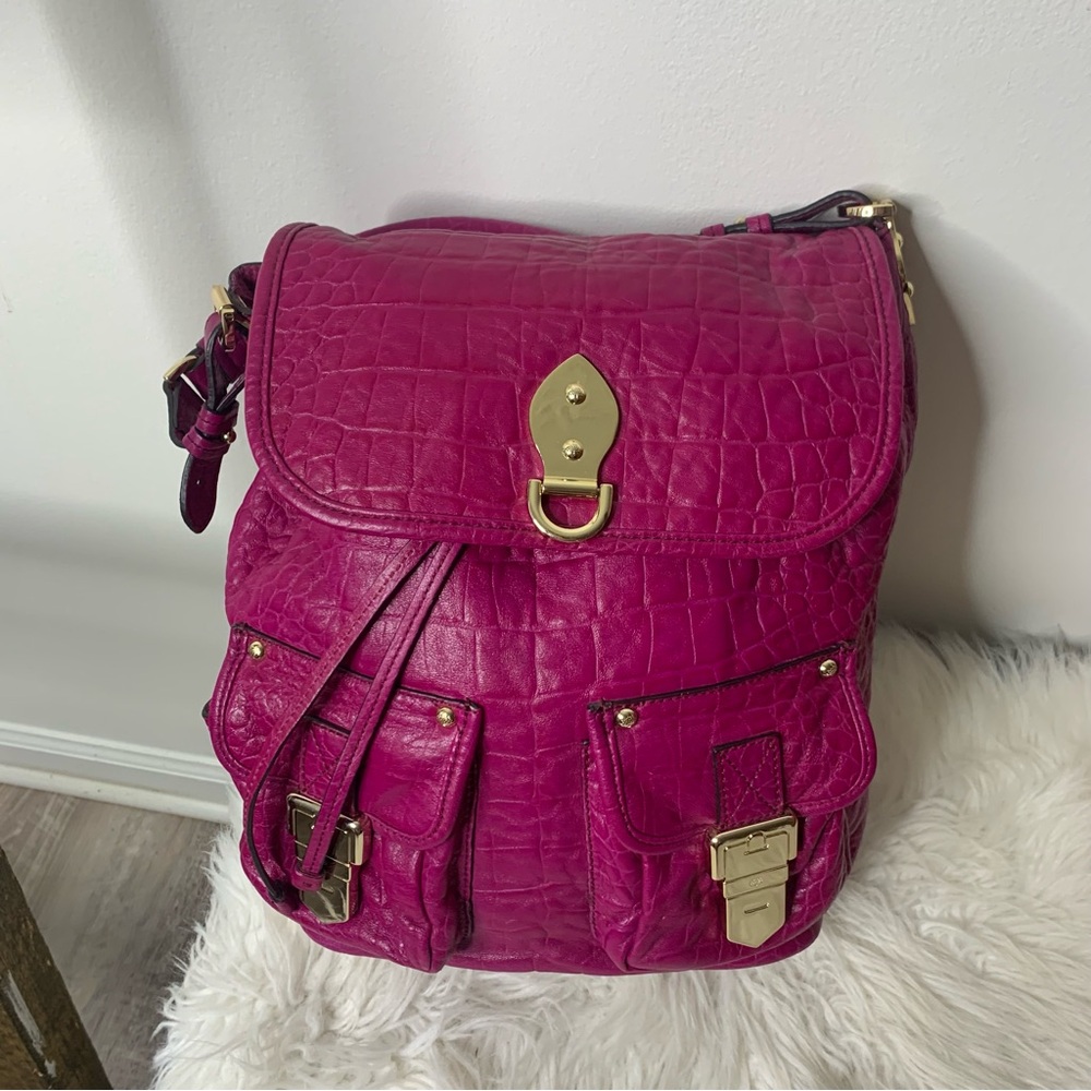 Mulberry Tillie Drawstring Shoulder Foxglove Pink Croc Nappa Bag